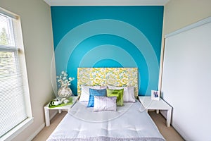 Modern blue bedroom interior