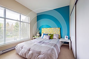 Modern blue bedroom interior