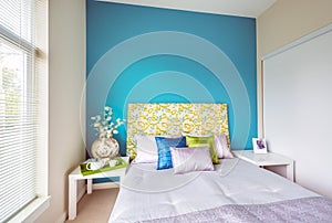 Modern blue bedroom interior design