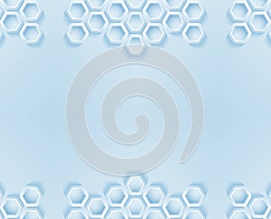 Modern blue border frame with hexagons