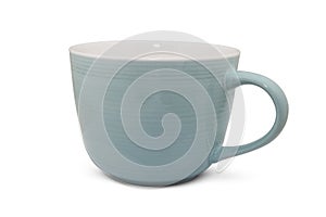 modern blue ceramic mug isolated on white background