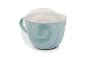 modern blue ceramic mug isolated on white background