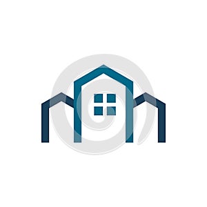 Modern blue color line shape real estate housing logo design