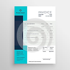 Modern blue creative invoice template design