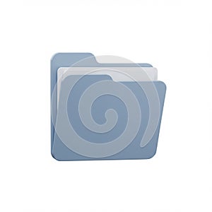 Blue Digital File Folder Icon Design Modern Interface Application 3D Web Data System Button Symbol