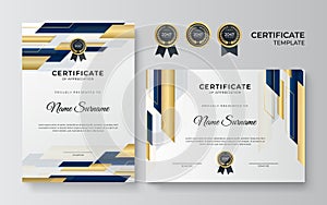 Modern blue gold certificate design template