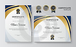 Modern blue gold certificate design template