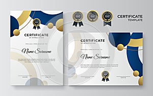 Modern blue gold certificate design template