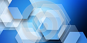 Modern blue hexagon banner background. Suit for medical, futuristic technology, digital banner