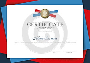 Modern blue horizontal red vertical certificate template