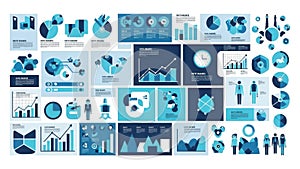 Modern blue infographic elements and data visualization collection