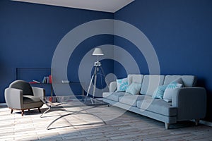 Modern blue living room