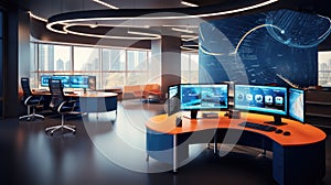 modern blue orange technology