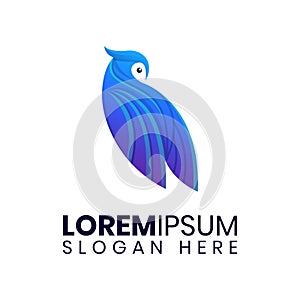 Modern blue owl logo template