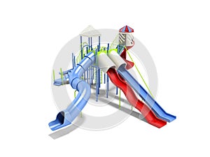 Modern blue playground for children for water games 3d renderer on white background with shadow