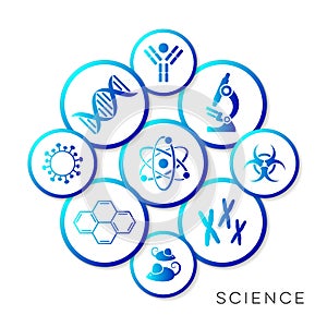 Modern blue science infographic buttons