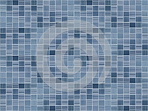 modern blue small mosaic square brick block tiles wall for vintage design background.
