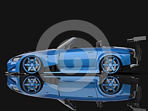 Modern blue sports convertible. Open car with tuning. 3d rendering.