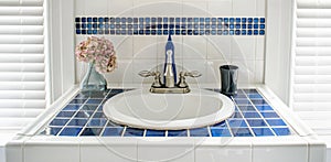 Modern Blue Tiled Vanity Sink
