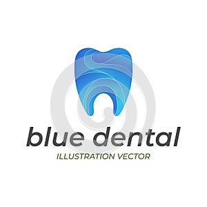 Modern Blue Tooth for Dental Icon Symbol Illustration