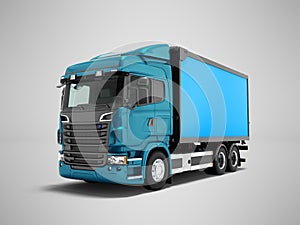 Modern blue truck with blue trailer to transport goods around th