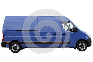 Modern blue van.