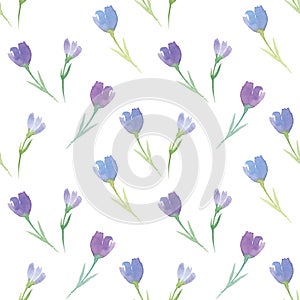 This Modern Blue and Violrt Floral Pattern Features a Repeating Flower Background Design with Pastel floral pattern for wallpaper