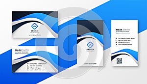 Modern blue wave style business card design