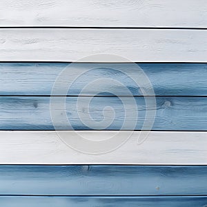 Modern blue and white painted wooden plank wall close-up with copy space for design, AI generated