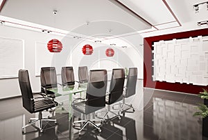 Modern boardroom interior 3d