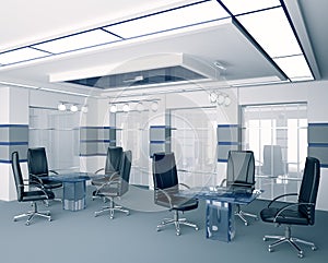 Modern boardroom interior 3d