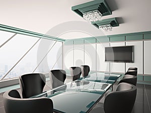 Modern boardroom interior 3d