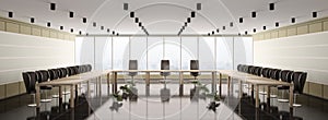 Modern boardroom interior panorama 3d