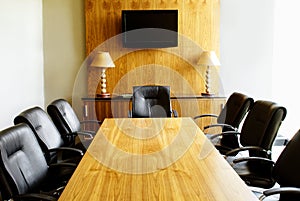 Modern Boardroom with Wooden Table