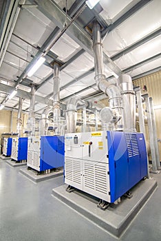 Modern boiler equipment room at a plant