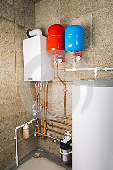 Modern boiler room independent heating system photo