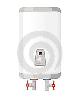 Modern boiler water heater with display and button electric controls vector illustration isolated on white background