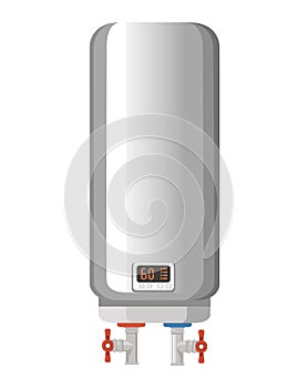 Modern boiler water heater with display and button electric controls vector illustration isolated on white background