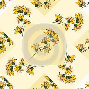 Modern botanical background. Hand drawn vector illustration. Folk flowers. Seamless tile floral pattern