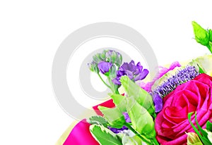 Modern bouquet of different flowers isolated on a white background, colorful bunch of flowers isolated