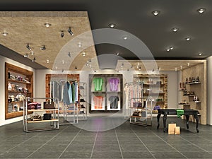 modern boutique interior with clothes.