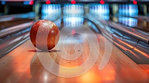 Modern bowling room waiting for visitors, balls on bowling alley