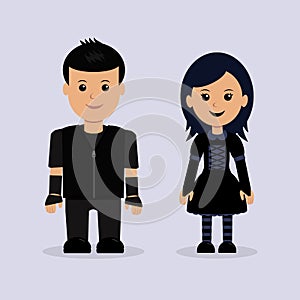 Modern boy and girl related to the Goths subculture photo