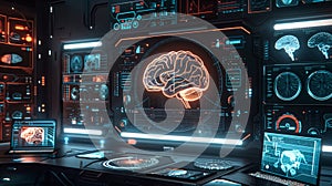 Modern Brain Study Laboratory and Monitors EEG Reading and Brain