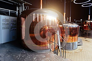 Modern brewery. Crafr beer production line