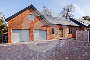 Modern brick home facade