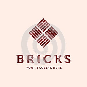 Modern Brick Logo Vector Illustration Design. Brick Construction Logo Vintage Template Design. Brick, Briquette or Briquet Vintage