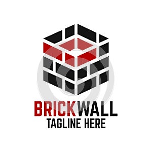 Modern brick wall and letter B logo