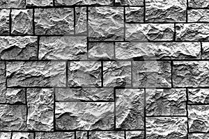 Modern brick wall. Pattern of decorative stone wall background. Surface white wall texture