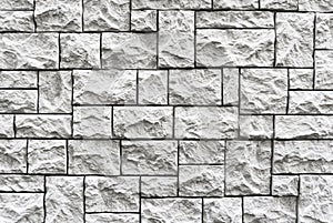 Modern brick wall. Pattern of decorative stone wall background. Surface white wall texture